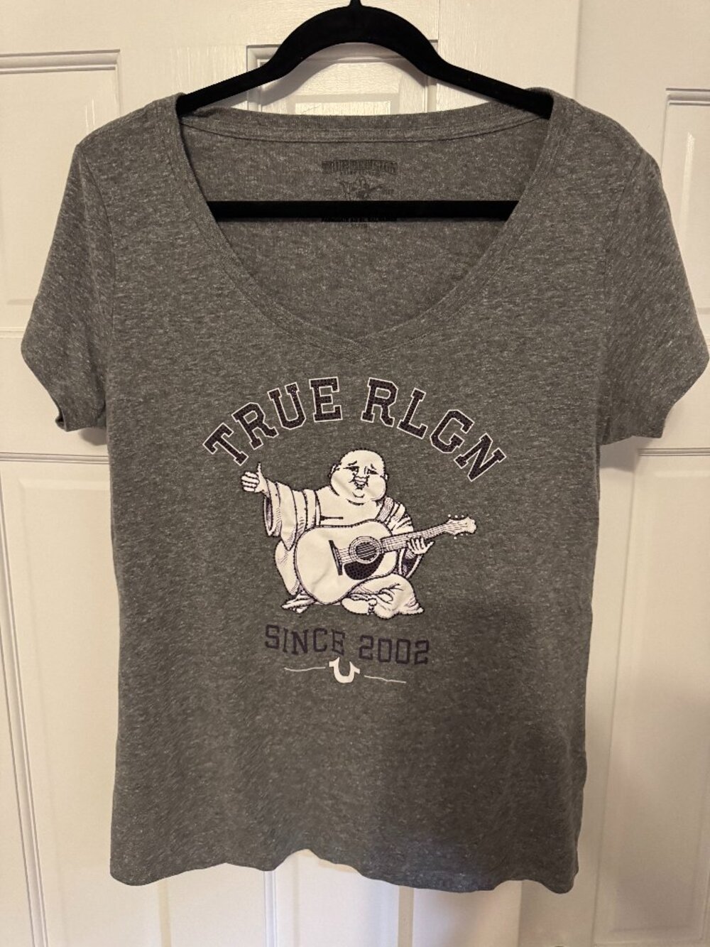 True Religion grey sparkle V neck T size XL